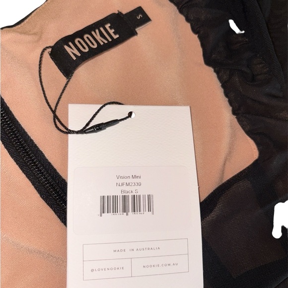Nookie Vision Mini Dress Ruched Mesh Long Sleeve Black Size Small NWT - Picture 9 of 10
